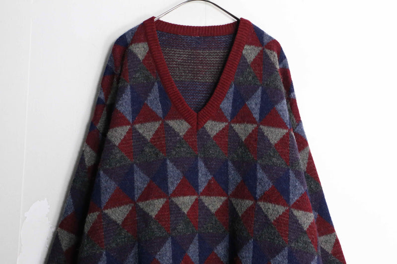 shape pattern alpaca×mohair mix Vneck knit