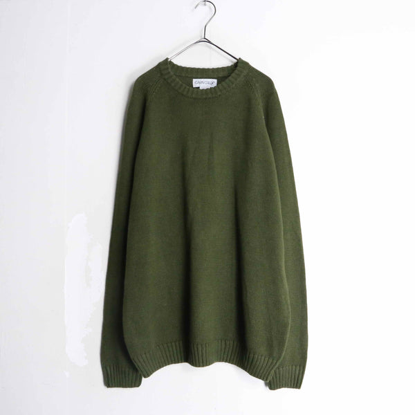 olive color minimal cotton knit