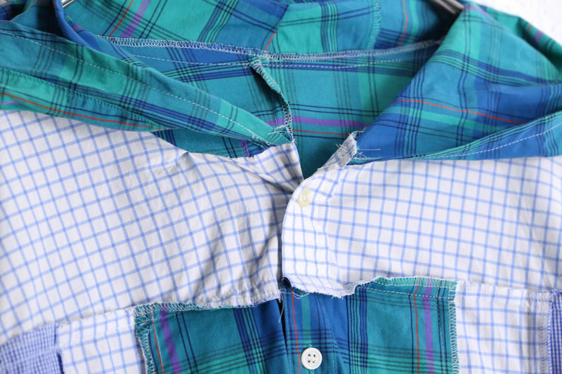 "Re:make" pop blue check docking shirt hoodie