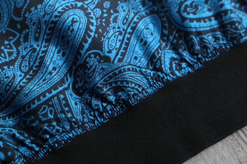 total blue paisley pattern silk blouson