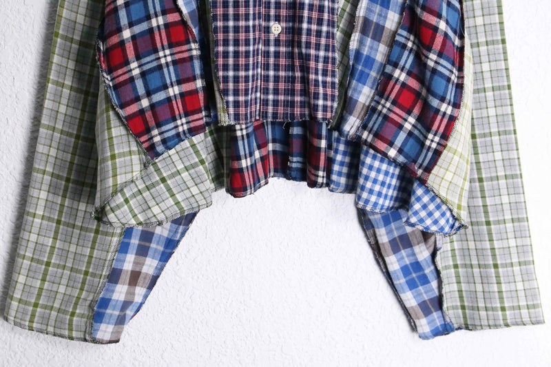 "Re:make" multicolored check short length hoodie