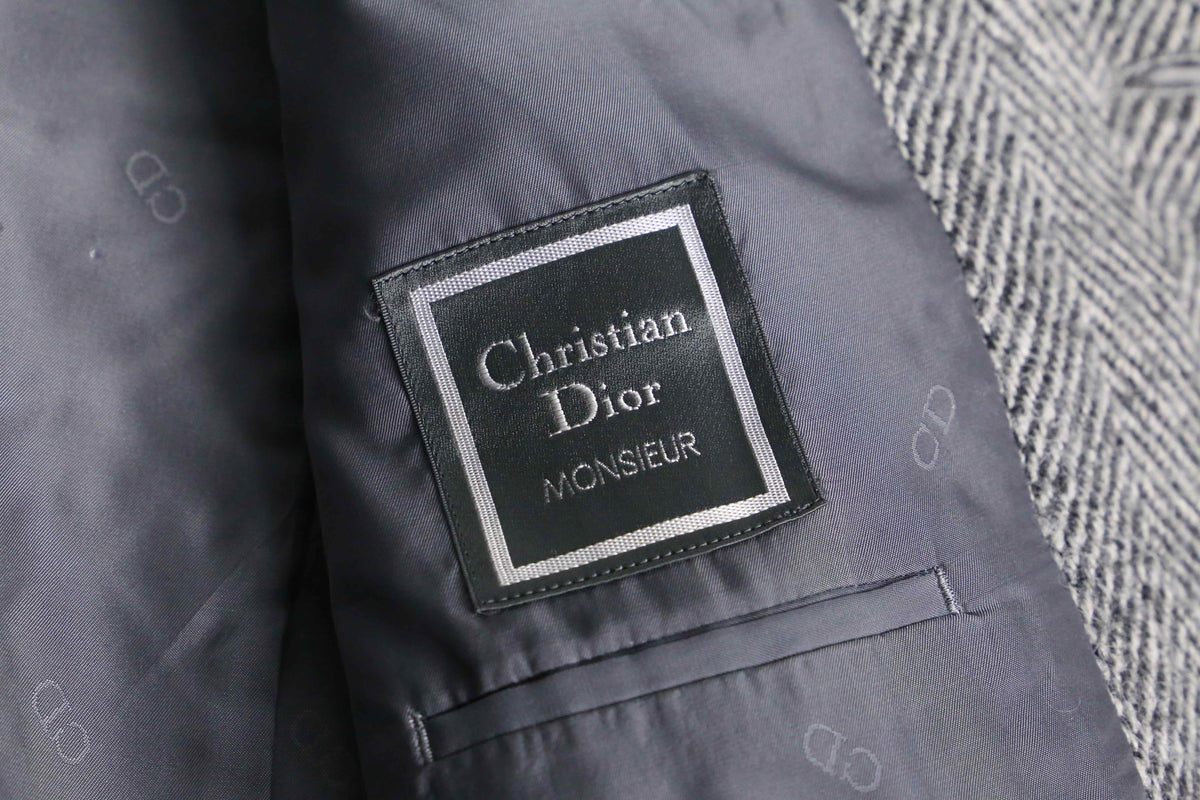 Christian Dior” herringbone tweed 2B tailored jacket
