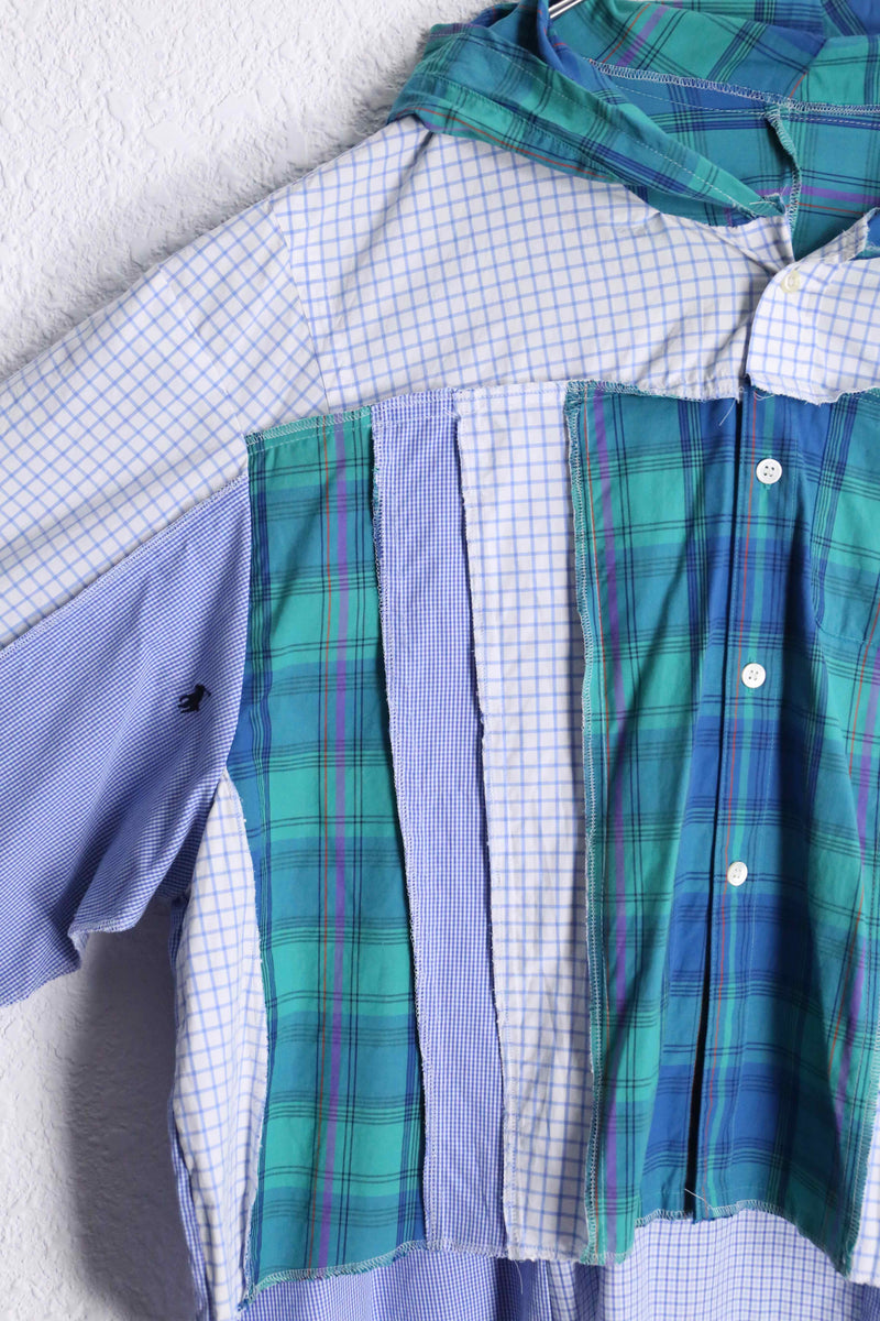 "Re:make" pop blue check docking shirt hoodie