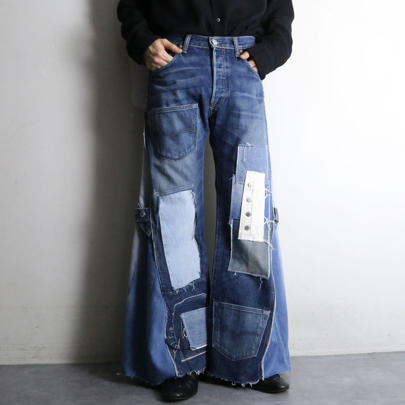 "Re:make" patchwork design buggy flare denim