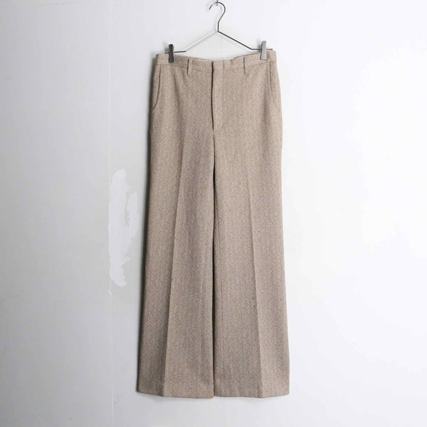 beige color herringbone semi flare pants