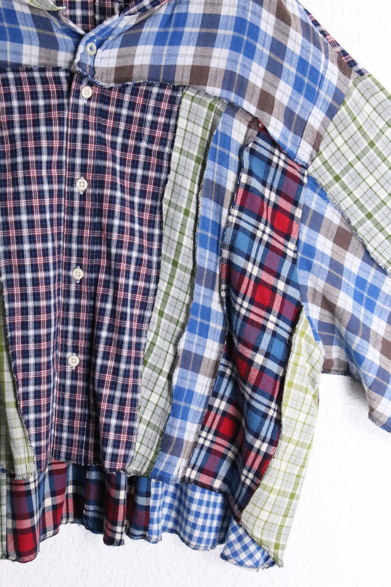 "Re:make" multicolored check short length hoodie