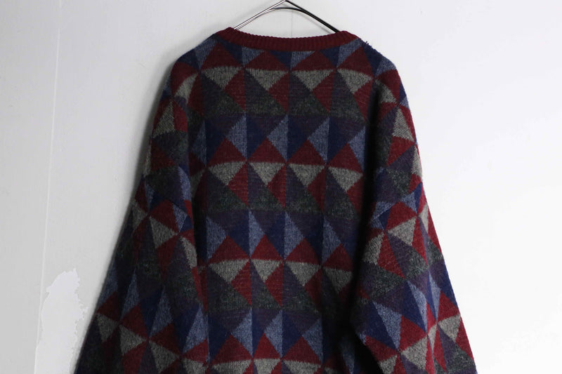 shape pattern alpaca×mohair mix Vneck knit