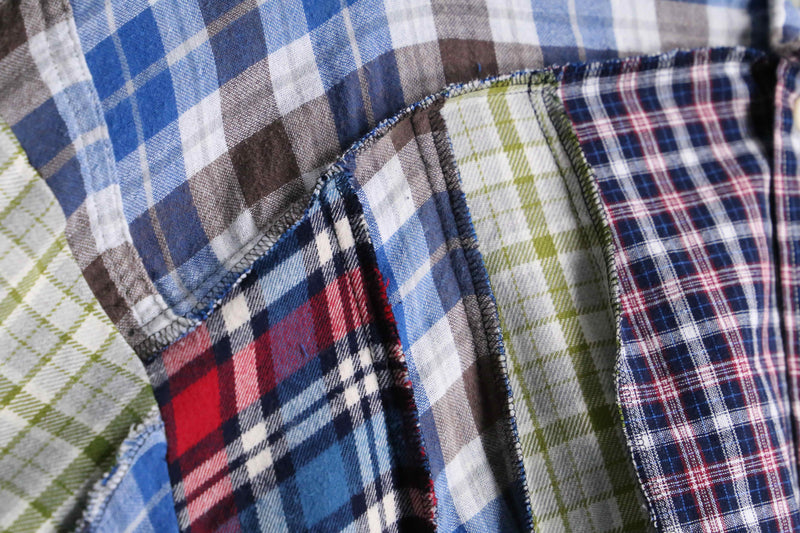 "Re:make" multicolored check short length hoodie