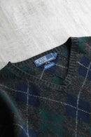 "Polo by Ralph Lauren" lambs wool argyle V-neck knit.