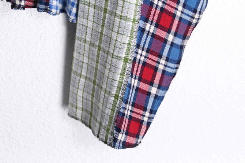 "Re:make" multicolored check short length hoodie