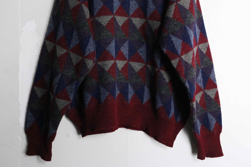 shape pattern alpaca×mohair mix Vneck knit