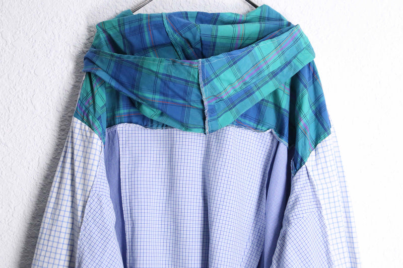 "Re:make" pop blue check docking shirt hoodie