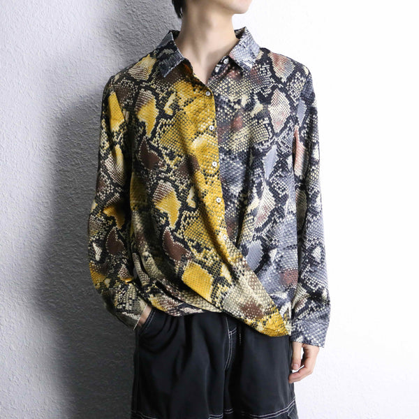 total python pattern deformation shirt pull over