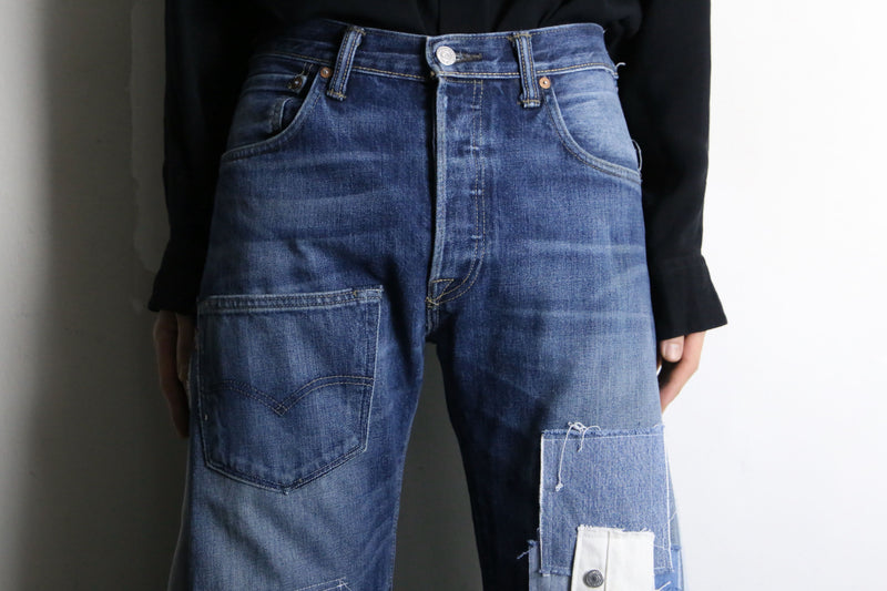 "Re:make" patchwork design buggy flare denim