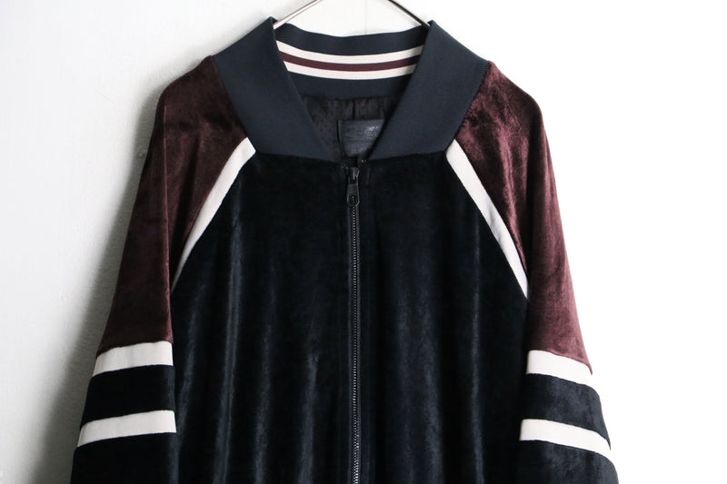 3-tone color velours loose blouson