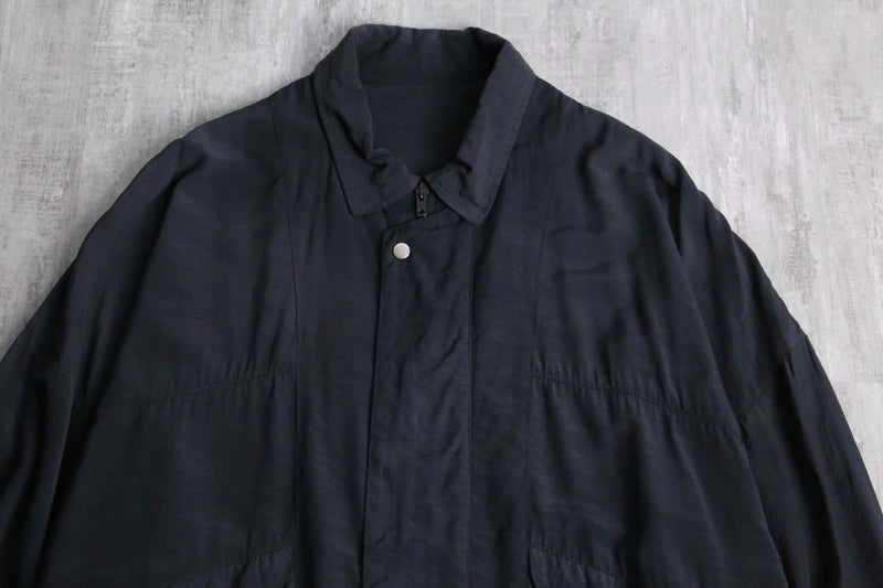 viscose× polyamide zip up blouson