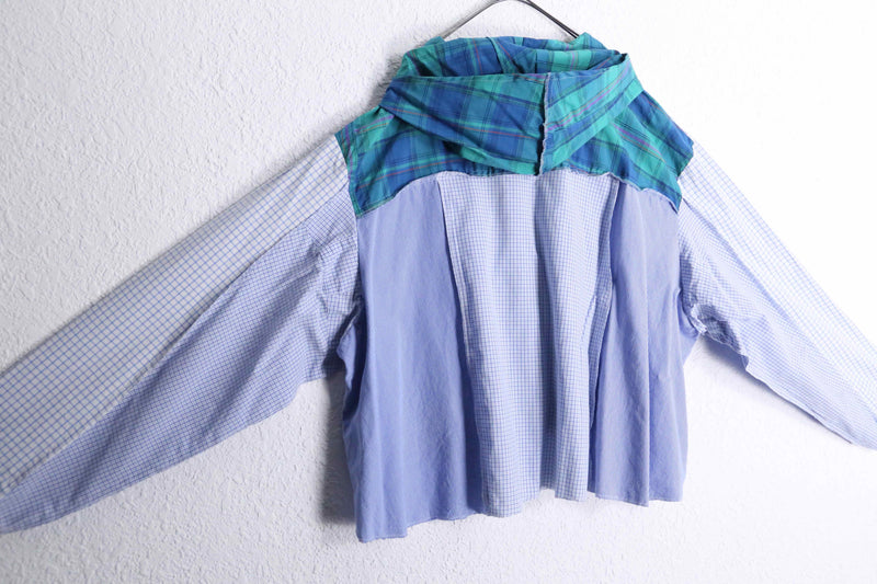 "Re:make" pop blue check docking shirt hoodie