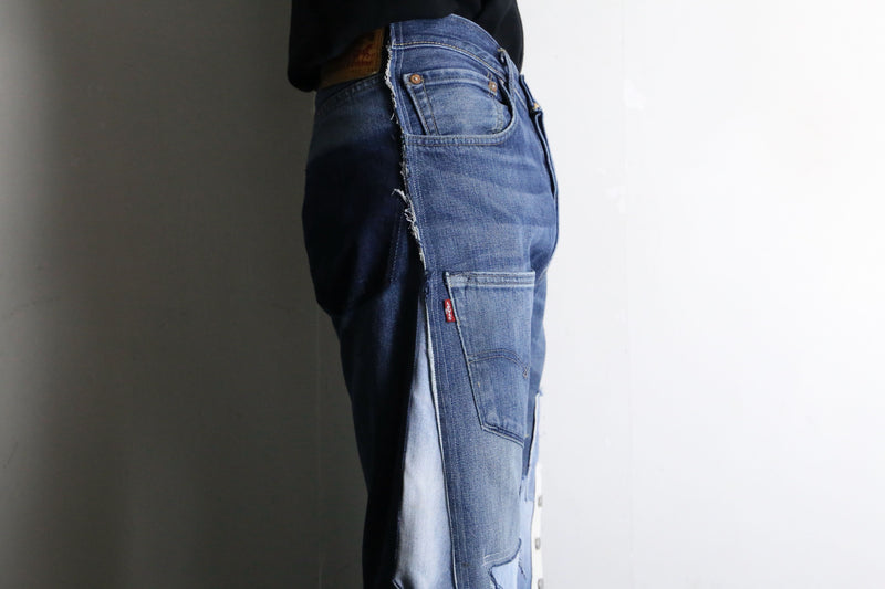 "Re:make" patchwork design buggy flare denim