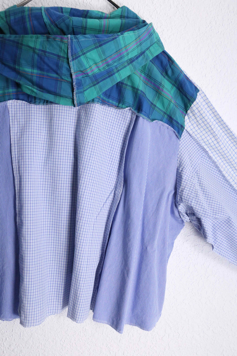 "Re:make" pop blue check docking shirt hoodie