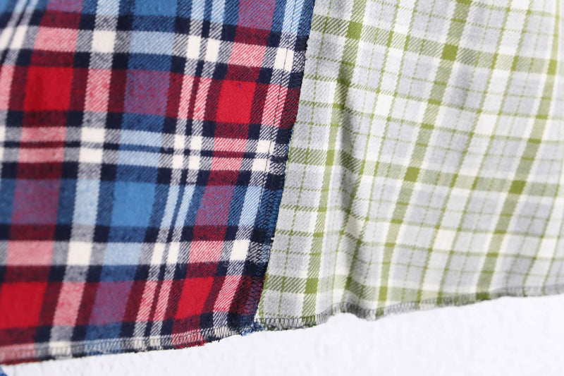 "Re:make" multicolored check short length hoodie