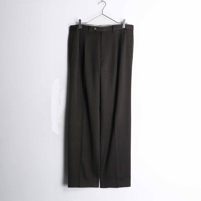 brown color 2tuck wide tapered trousers