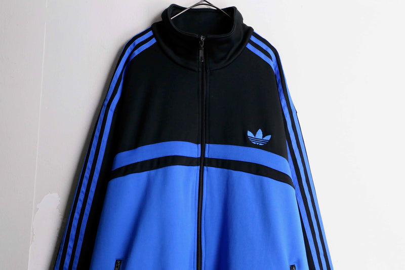 "adidas" black×blue loose track jacket