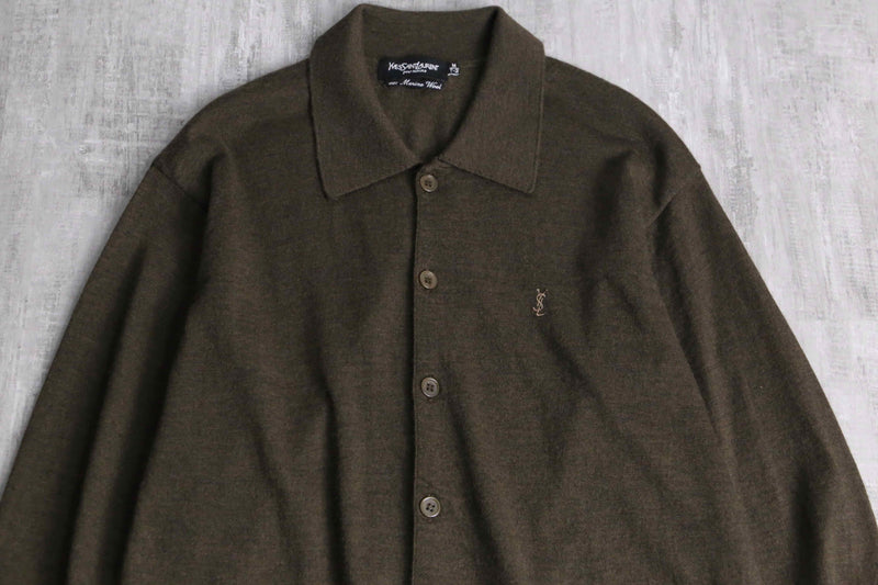 "Yves Saint Laurent" brown knit cardigan