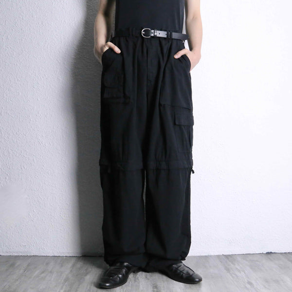 black 2way gimmick cargo pants