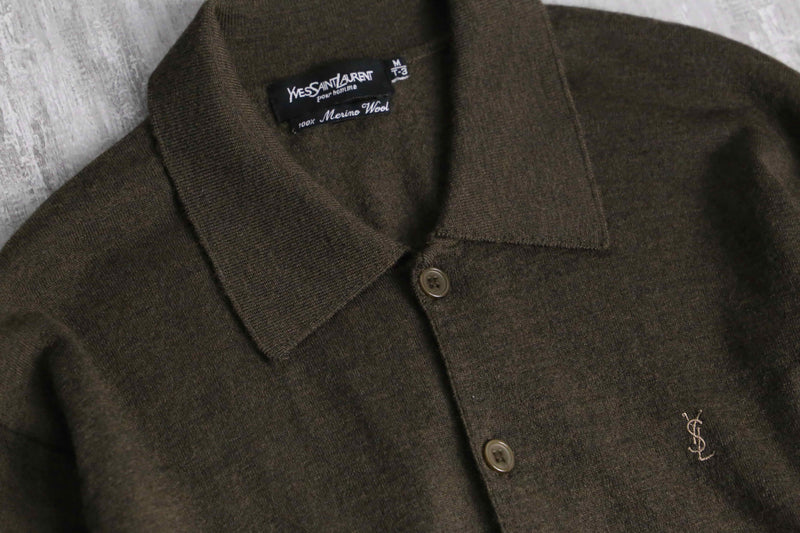 "Yves Saint Laurent" brown knit cardigan