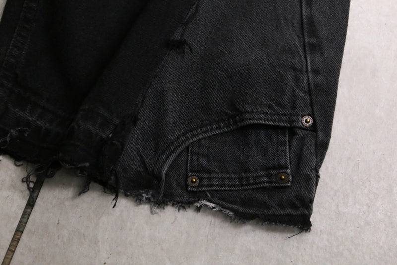 remake "再構築" black color gimmick flare denim pants