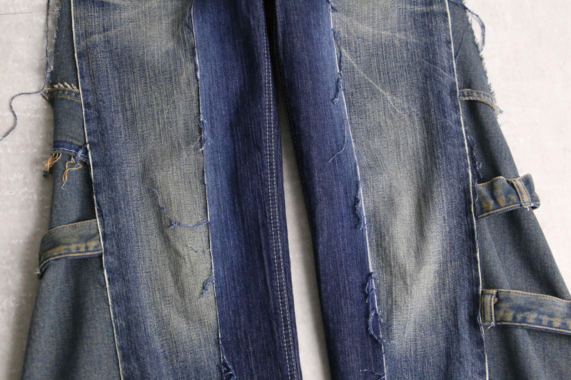 remake "再構築" 3 docking side belt buggy denim pants