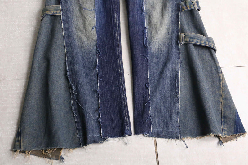 remake "再構築" 3 docking side belt buggy denim pants