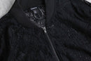 black geometry pattern short length mesh blouson