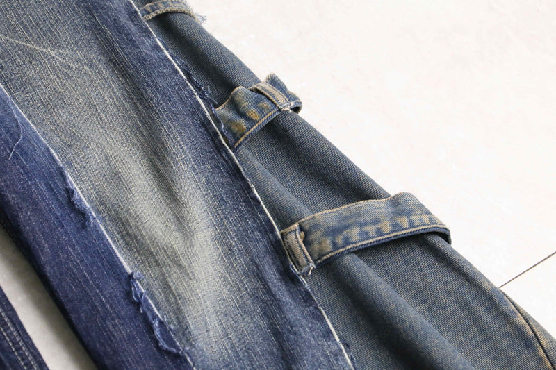 remake "再構築" 3 docking side belt buggy denim pants