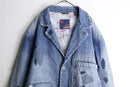 damage embroidery middle denim jacket