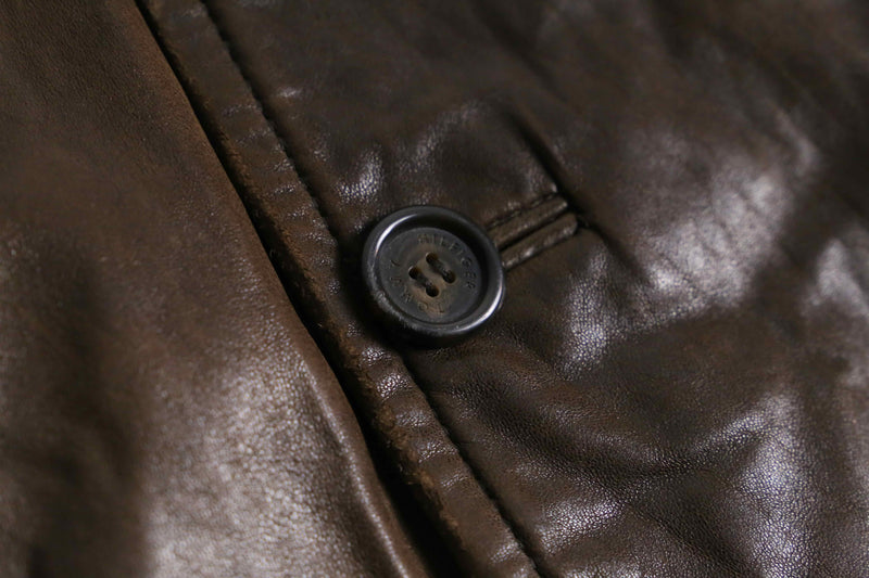 “TOMMY HILFIGER” brown color leather car coat