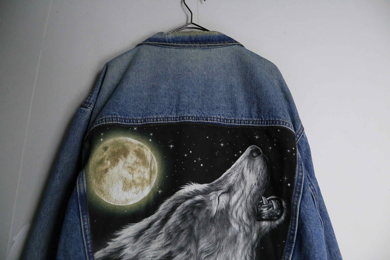 LEE wolf back patch design denim jacket