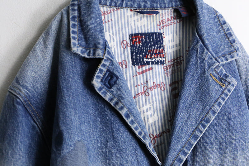 damage embroidery middle denim jacket