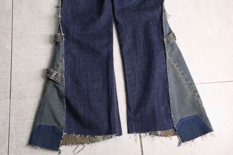 remake "再構築" 3 docking side belt buggy denim pants