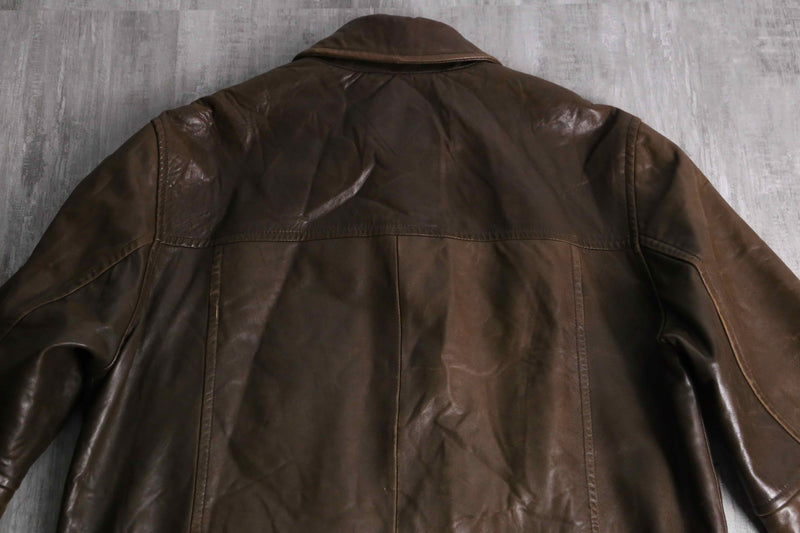 “TOMMY HILFIGER” brown color leather car coat
