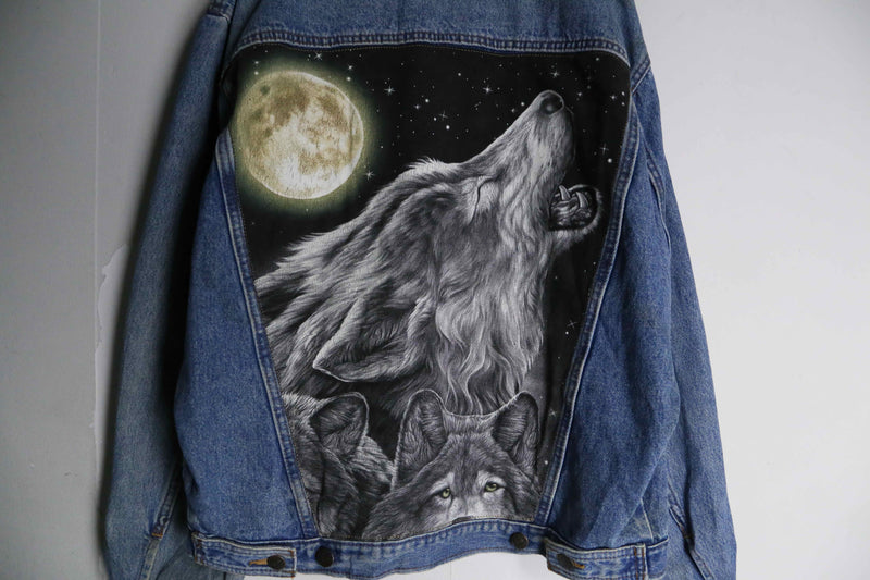 LEE wolf back patch design denim jacket