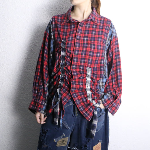 "Re:make" docking gather check shirt