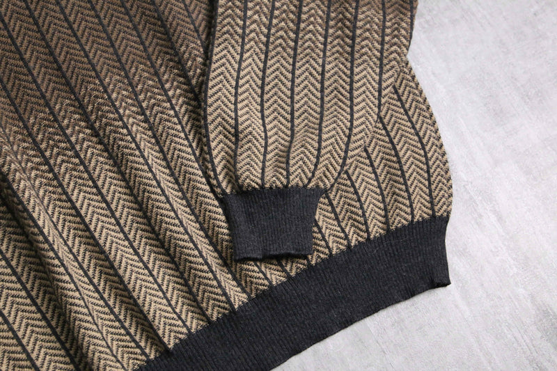 "BACHRACH" zigzag pattern gradation L/S knit polo