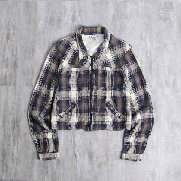 mulch check pattern short length zip up jacket