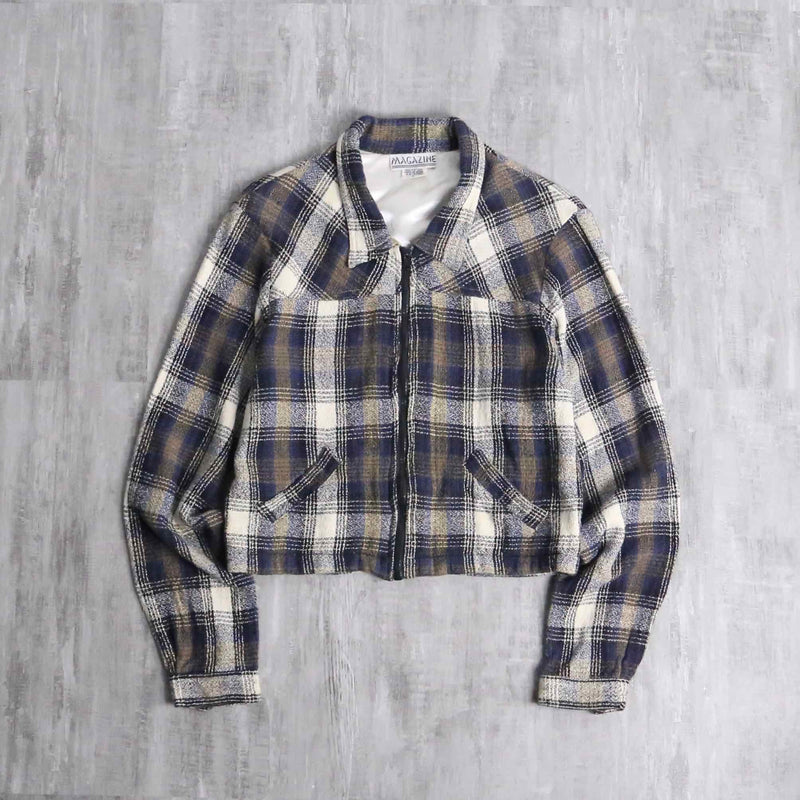 mulch check pattern short length zip up jacket