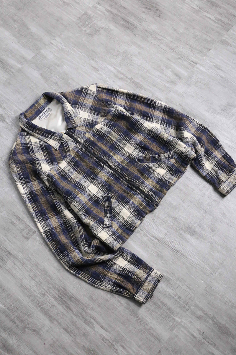 mulch check pattern short length zip up jacket
