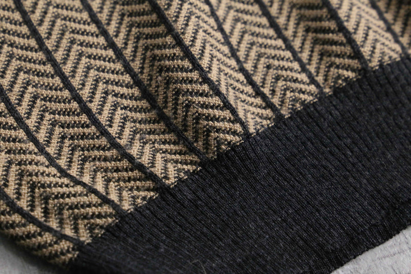 "BACHRACH" zigzag pattern gradation L/S knit polo