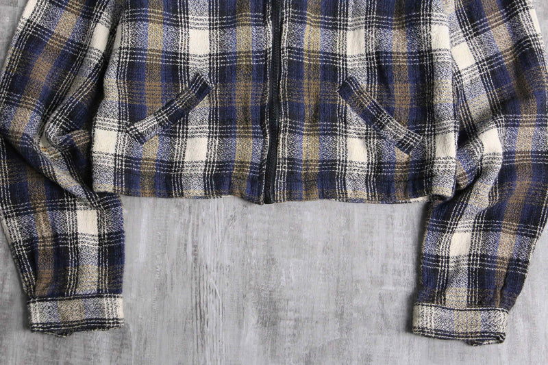 mulch check pattern short length zip up jacket