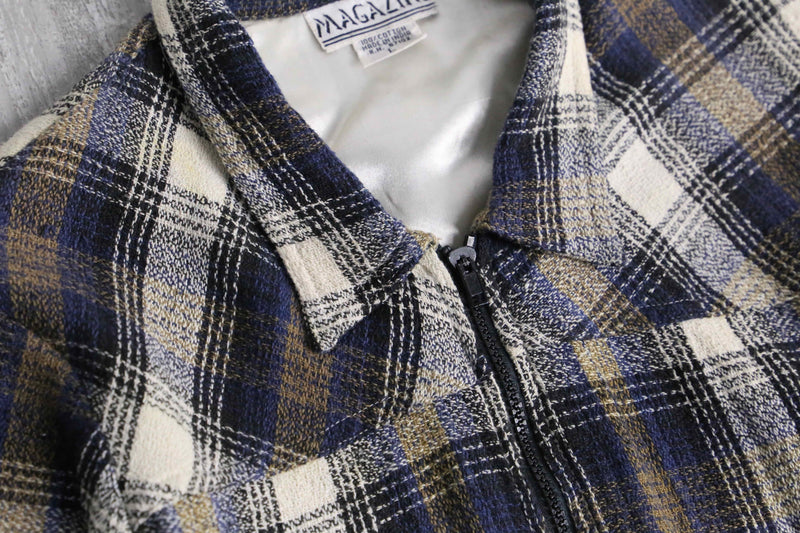 mulch check pattern short length zip up jacket