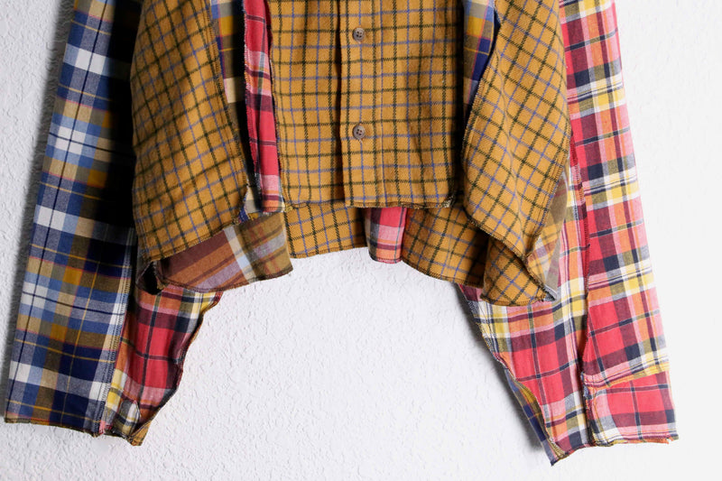 “Remake”docking brown base check shirt hoodie